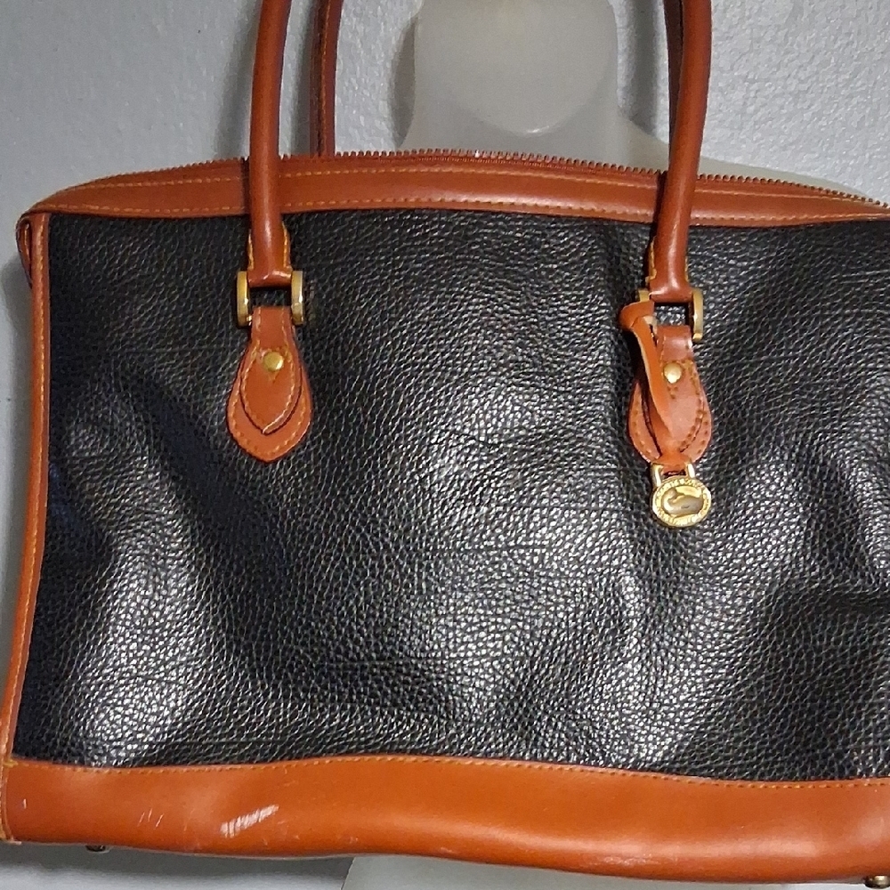 Dooney & Bourke Ventage Black and Tan Leather Tote